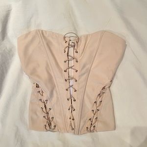 Cream lace up corset